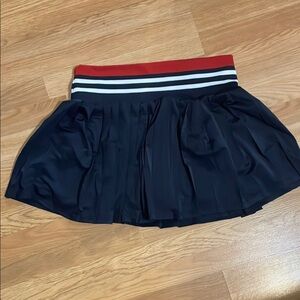 Elegant Blue Skirt with Red and White Stripes